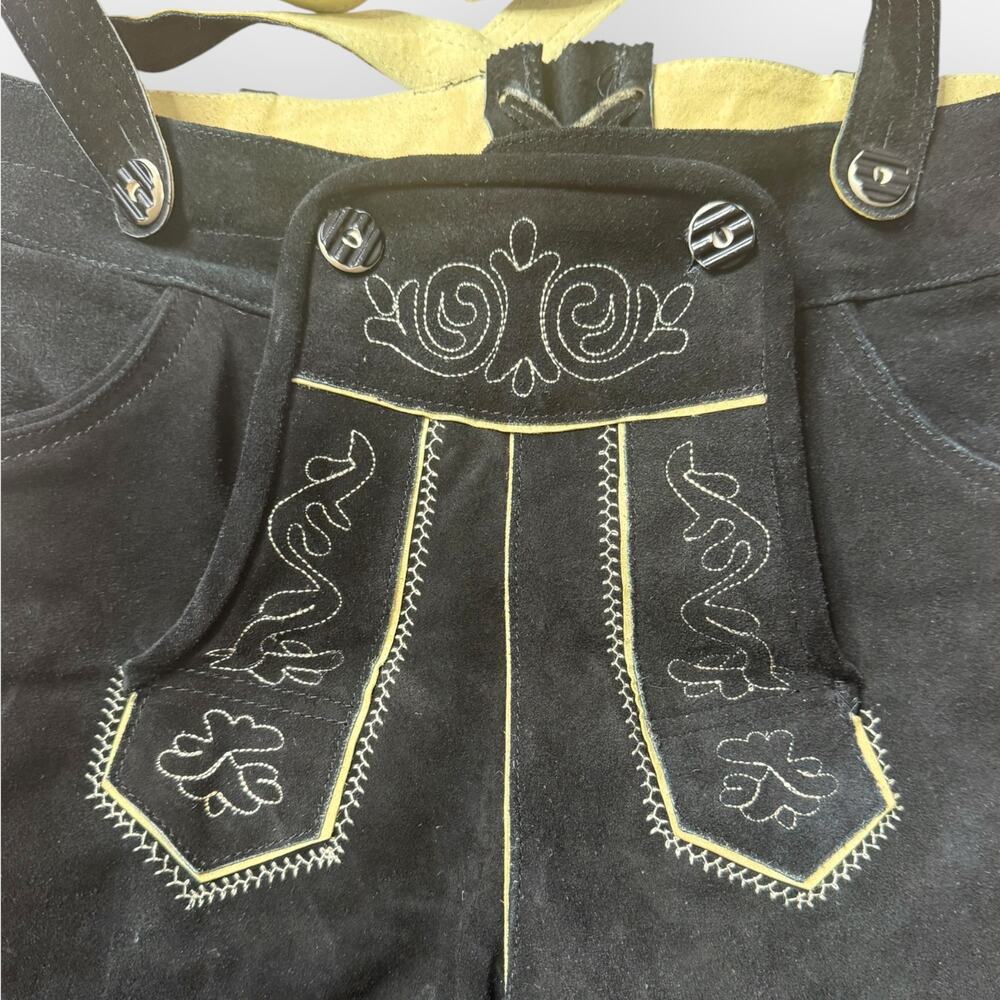 Men’s Black Leather Lederhosen Size XL 40 Waist German Bavarian Oktoberfest - Picture 9 of 11